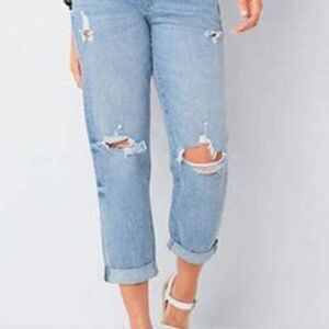 a.n.a. Mid-Rise Boyfriend Women's Jeans Soft Stretch Cotton Distressed NWT 24 W